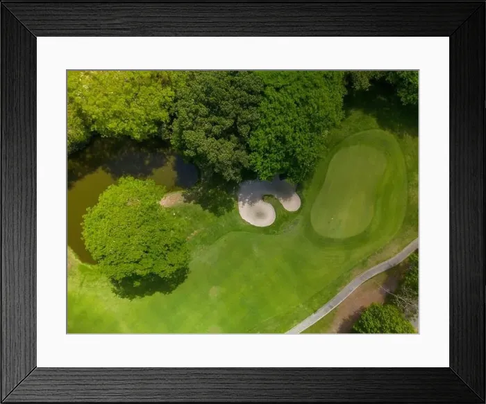 Framed Print : Aerial photograph of a golf course on a sunny day. - stock photo Framed Print : Aerial photograph of a golf course on a sunny day. - stock photo