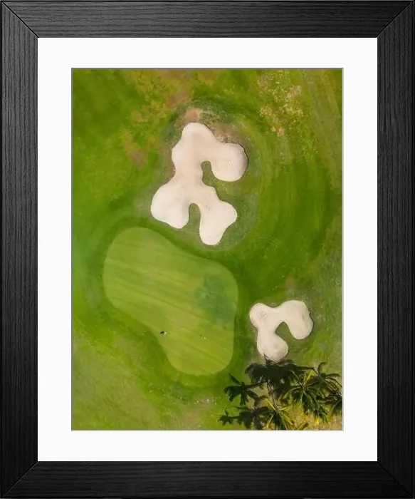 Framed Print : Aerial photograph of a golf course on a sunny day. - stock photo Framed Print : Aerial photograph of a golf course on a sunny day. - stock photo