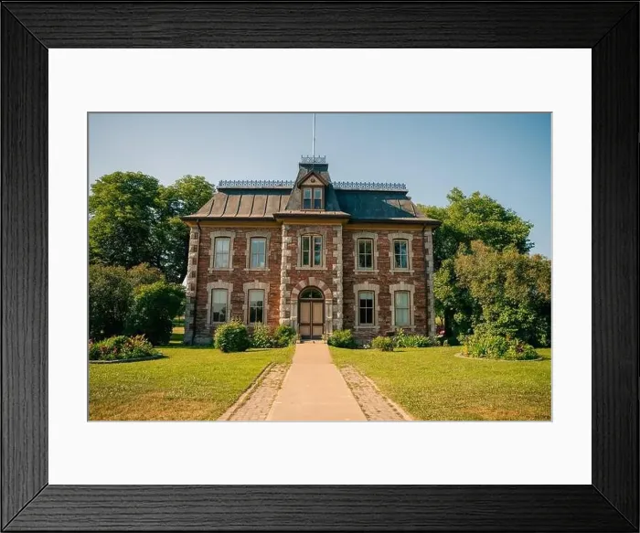 Framed Print : Sault Ste. Marie, ON, Canada-June 30, 2022 Historical building on the waterfront of the Soo Locks.. High quality photo Framed Print : Sault Ste. Marie, ON, Canada-June 30, 2022 Historical building on the waterfront of the Soo Locks.. High quality photo