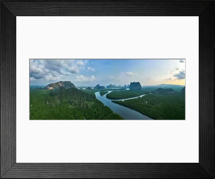Framed Print : Aerial view panorama Drone shot of Nature landscape mountain view located in Phang-nga Thailand Framed Print : Aerial view panorama Drone shot of Nature landscape mountain view located in Phang-nga Thailand