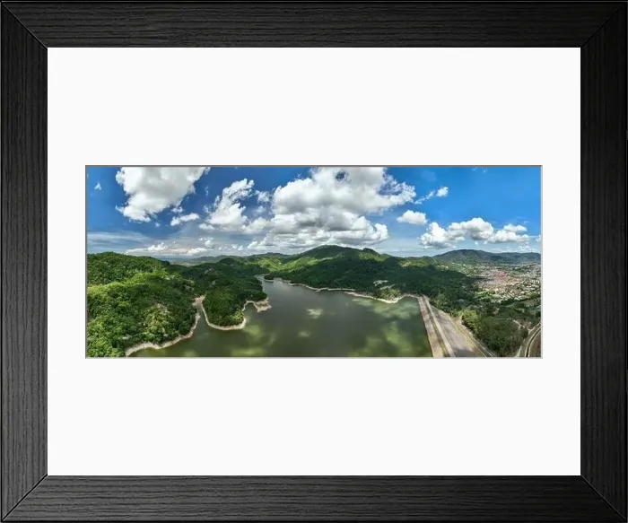 Framed Print : Panorama landscape nature lake or pond Framed Print : Panorama landscape nature lake or pond