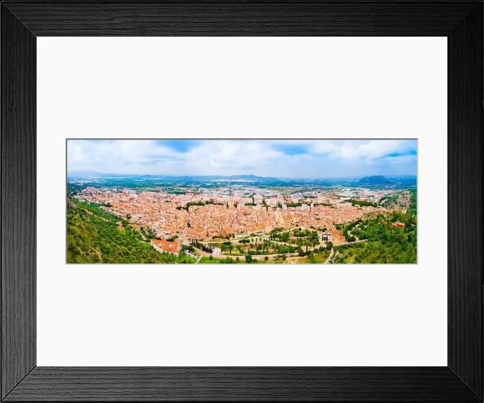 Framed Print : Xativa city aerial panoramic view. Xativa is located near Valencia in Spain Framed Print : Xativa city aerial panoramic view. Xativa is located near Valencia in Spain