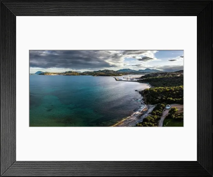 Framed Print : Panorama view of the coast and harbor of Portisco in Sardinia Framed Print : Panorama view of the coast and harbor of Portisco in Sardinia