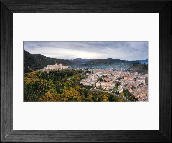 Framed Print : Panorama view of historic Spoleto with the Rocca Albornoziana fortress and cathedral Framed Print : Panorama view of historic Spoleto with the Rocca Albornoziana fortress and cathedral