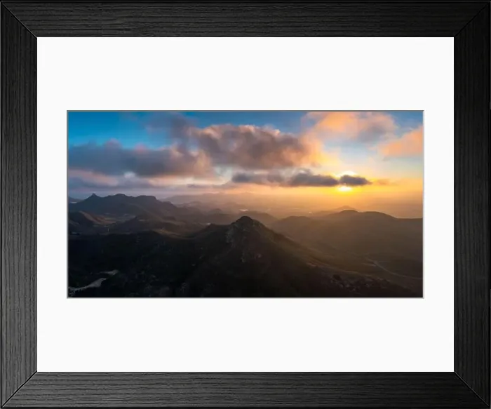 Framed Print : Panorama landscape of semi-desert mountain landscape in southern Spain at sunset Framed Print : Panorama landscape of semi-desert mountain landscape in southern Spain at sunset