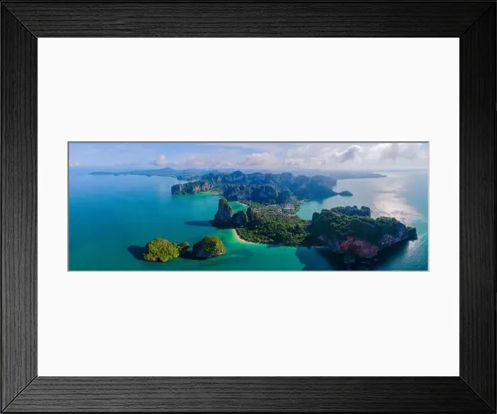 Framed Print : Aerial drone view of Railay beach Krabi Thailand with limestone cliffs Framed Print : Aerial drone view of Railay beach Krabi Thailand with limestone cliffs