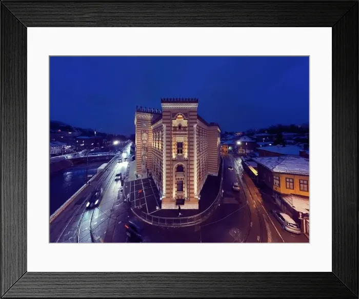 Framed Print : Sarajevo city hall or national library in town center aerialhyper lapse or time lapse Framed Print : Sarajevo city hall or national library in town center aerialhyper lapse or time lapse
