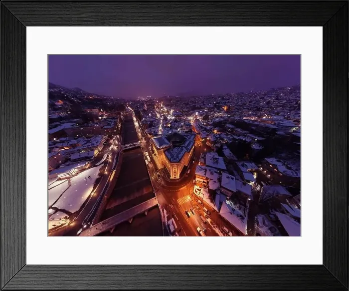 Framed Print : Sarajevo city hall or national library in town center aerialhyper lapse or time lapse Framed Print : Sarajevo city hall or national library in town center aerialhyper lapse or time lapse
