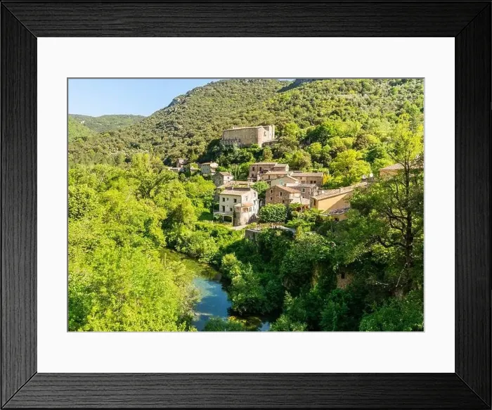 Framed Print : Village on the Vis river, in Hérault, in Occitanie, France Framed Print : Village on the Vis river, in Hérault, in Occitanie, France
