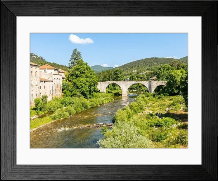 Framed Print : Bridge over the Hérault river at Ganges, in Hérault, in Occitanie, France Framed Print : Bridge over the Hérault river at Ganges, in Hérault, in Occitanie, France