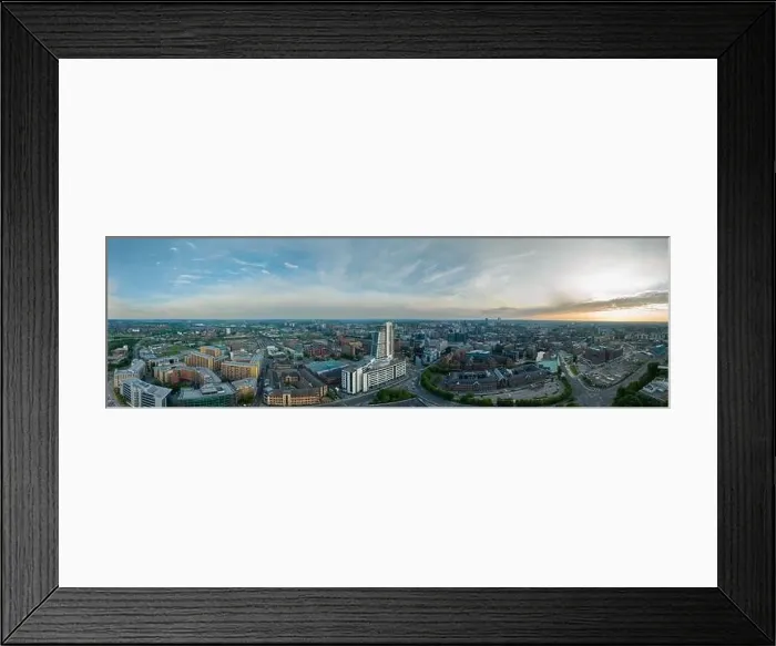 Framed Print : A mesmerizing view of Leeds city skyline illuminated at night