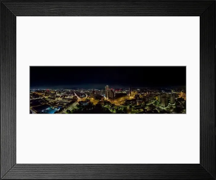 Framed Print : A mesmerizing view of Leeds city skyline illuminated at night Framed Print : A mesmerizing view of Leeds city skyline illuminated at night