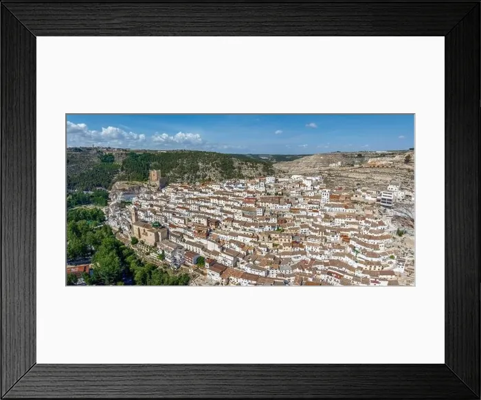 Framed Print : Panoramic aerial view of Alcala del Jucar province of Albacete listed as beautiful villages of Spain Framed Print : Panoramic aerial view of Alcala del Jucar province of Albacete listed as beautiful villages of Spain