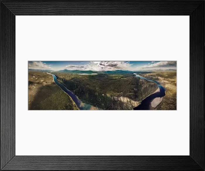 Framed Print : Aerial, drone view along the Yukon River in spring Framed Print : Aerial, drone view along the Yukon River in spring