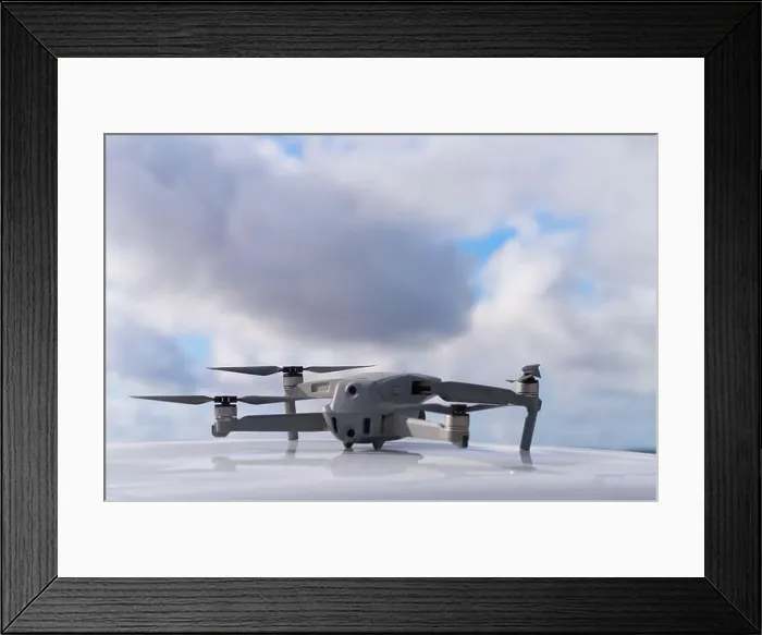Framed Print : DJI Mavic Air 2 drone aircraft on car roof, with cloud background, Victoria, Australia Framed Print : DJI Mavic Air 2 drone aircraft on car roof, with cloud background, Victoria, Australia