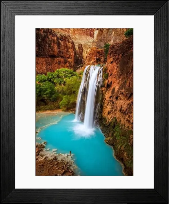 Framed Print : Woman about to swim in Havasu Falls, Arizona Framed Print : Woman about to swim in Havasu Falls, Arizona