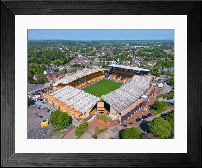 Framed Print : Wolverhampton, United Kingdom. Molineux Stadium home of Wolverhampton Wanderers, Aerial Image. 26th May 2023 Framed Print : Wolverhampton, United Kingdom. Molineux Stadium home of Wolverhampton Wanderers, Aerial Image. 26th May 2023
