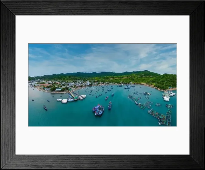 Framed Print : January 24, 2023: panoramic view of Vinh Luong fishing port, Nha Trang city, Khanh Hoa province, Vietnam Framed Print : January 24, 2023: panoramic view of Vinh Luong fishing port, Nha Trang city, Khanh Hoa province, Vietnam