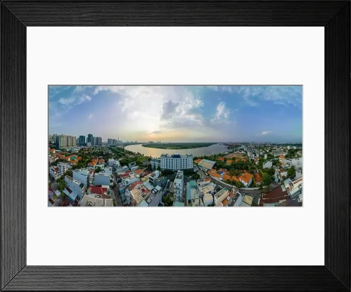 Framed Print : April 27, 2023: view of Ho Chi Minh City, Vietnam in the afternoon