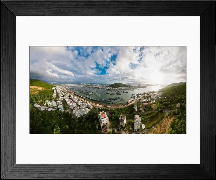 Framed Print : January 24, 2023: panoramic view of Vinh Luong fishing port, Nha Trang city, Khanh Hoa province, Vietnam Framed Print : January 24, 2023: panoramic view of Vinh Luong fishing port, Nha Trang city, Khanh Hoa province, Vietnam
