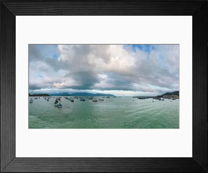 Framed Print : January 24, 2023: panoramic view of Vinh Luong fishing port, Nha Trang city, Khanh Hoa province, Vietnam Framed Print : January 24, 2023: panoramic view of Vinh Luong fishing port, Nha Trang city, Khanh Hoa province, Vietnam
