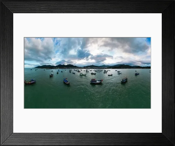 Framed Print : January 24, 2023: panoramic view of Vinh Luong fishing port, Nha Trang city, Khanh Hoa province, Vietnam Framed Print : January 24, 2023: panoramic view of Vinh Luong fishing port, Nha Trang city, Khanh Hoa province, Vietnam