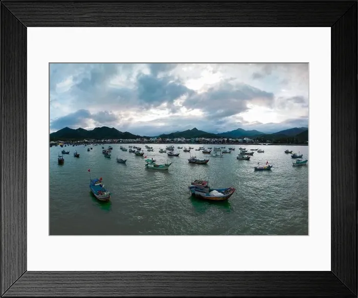 Framed Print : January 24, 2023: panoramic view of Vinh Luong fishing port, Nha Trang city, Khanh Hoa province, Vietnam Framed Print : January 24, 2023: panoramic view of Vinh Luong fishing port, Nha Trang city, Khanh Hoa province, Vietnam