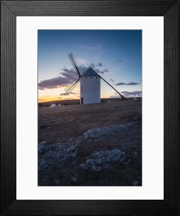 Framed Print : Sunset landscapes of Don Quixote windmills in Campo de Criptana, Toledo, Spain Framed Print : Sunset landscapes of Don Quixote windmills in Campo de Criptana, Toledo, Spain
