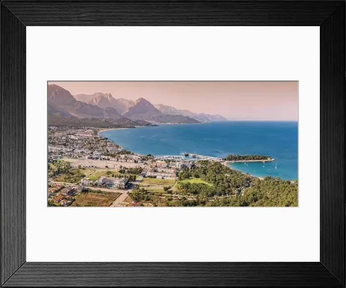 Framed Print : Aerial view of Kemer resort town and mediterranean sea Framed Print : Aerial view of Kemer resort town and mediterranean sea