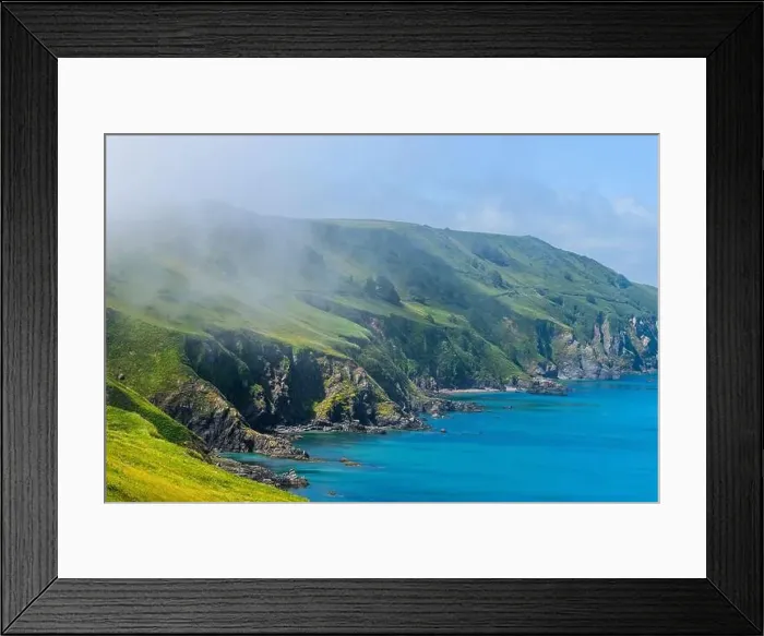 Framed Print : Sea Fret over Cliffs, Start Point Lighthouse, Trinity House and South West Coast Path, Devon, England Framed Print : Sea Fret over Cliffs, Start Point Lighthouse, Trinity House and South West Coast Path, Devon, England