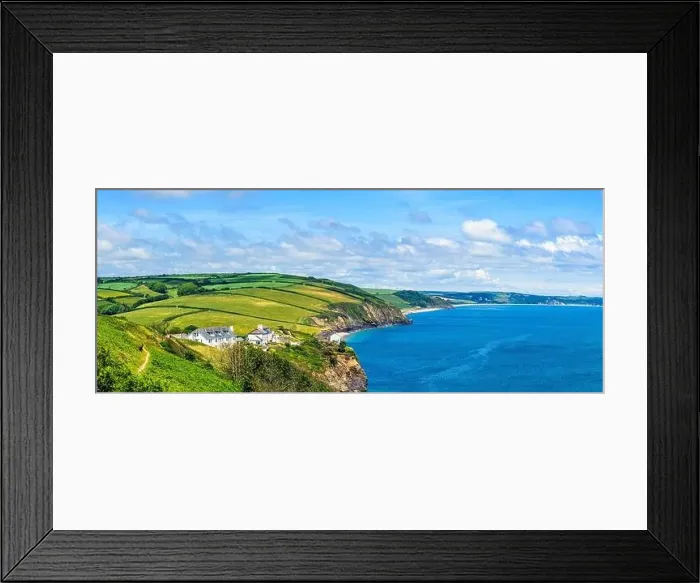 Framed Print : Sea Fret over Cliffs, Start Point Lighthouse, Trinity House and South West Coast Path, Devon, England