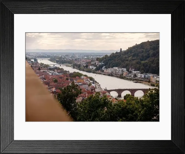 Framed Print : Aerial drone view over famous city of Heidelberg Germany with bridge on river Neckar Framed Print : Aerial drone view over famous city of Heidelberg Germany with bridge on river Neckar