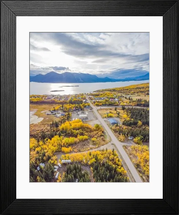 Framed Print : The small gold rush town of Atlin on the British Columbia, Yukon border in fall Framed Print : The small gold rush town of Atlin on the British Columbia, Yukon border in fall
