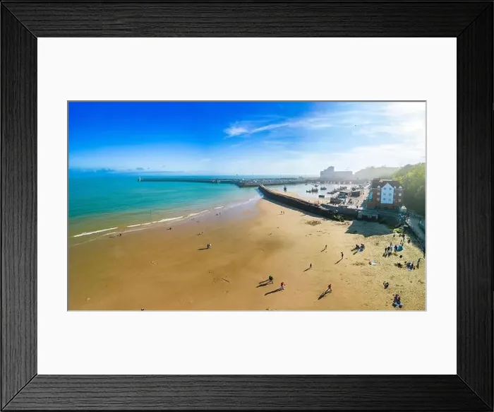 Framed Print : Aerial drone view of the english coast in Folkestone, Kent Framed Print : Aerial drone view of the english coast in Folkestone, Kent
