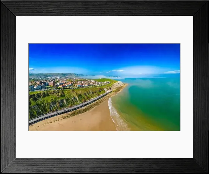 Framed Print : Aerial drone view of the english coast in Folkestone, Kent Framed Print : Aerial drone view of the english coast in Folkestone, Kent