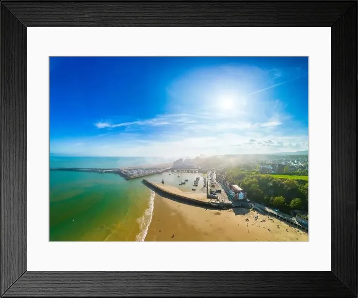 Framed Print : Aerial drone view of the english coast in Folkestone, Kent Framed Print : Aerial drone view of the english coast in Folkestone, Kent