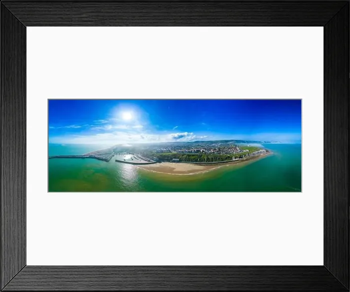 Framed Print : Aerial drone view of the english coast in Folkestone, Kent Framed Print : Aerial drone view of the english coast in Folkestone, Kent