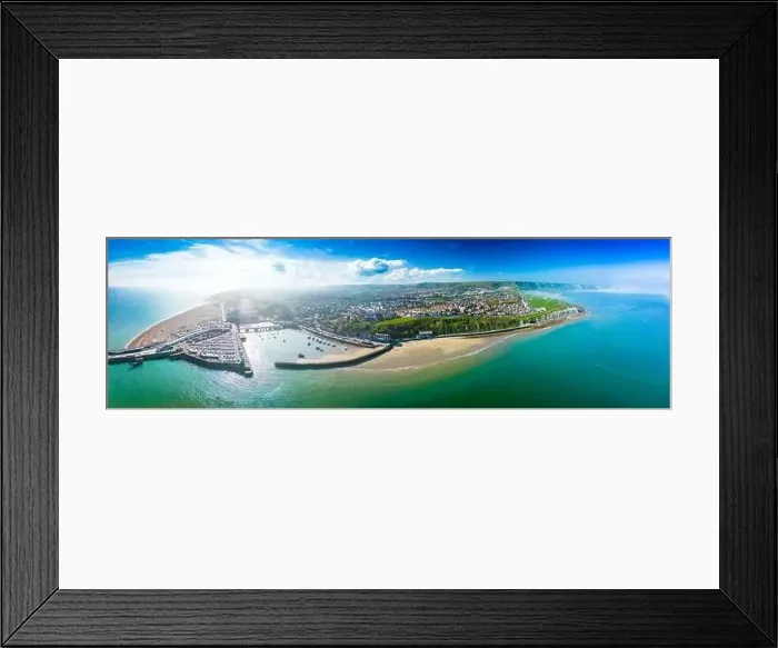 Framed Print : Aerial drone view of the english coast in Folkestone, Kent Framed Print : Aerial drone view of the english coast in Folkestone, Kent