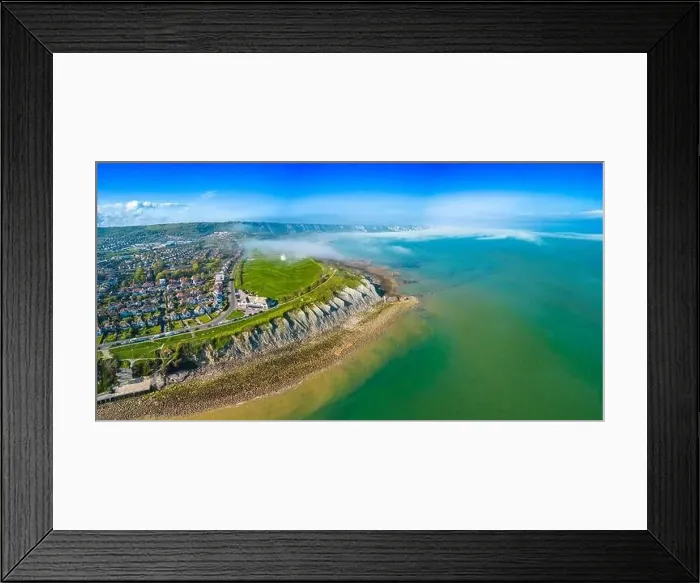 Framed Print : Aerial drone view of the english coast in Folkestone, Kent Framed Print : Aerial drone view of the english coast in Folkestone, Kent