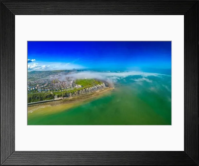 Framed Print : Aerial drone view of the english coast in Folkestone, Kent