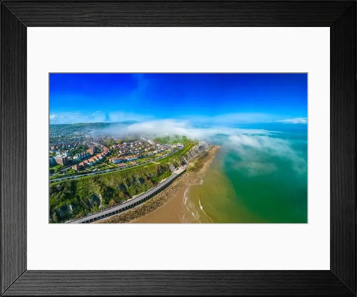 Framed Print : Aerial drone view of the english coast in Folkestone, Kent Framed Print : Aerial drone view of the english coast in Folkestone, Kent
