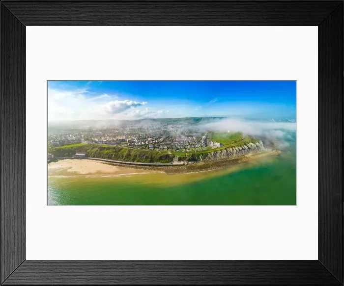 Framed Print : Aerial drone view of the english coast in Folkestone, Kent Framed Print : Aerial drone view of the english coast in Folkestone, Kent