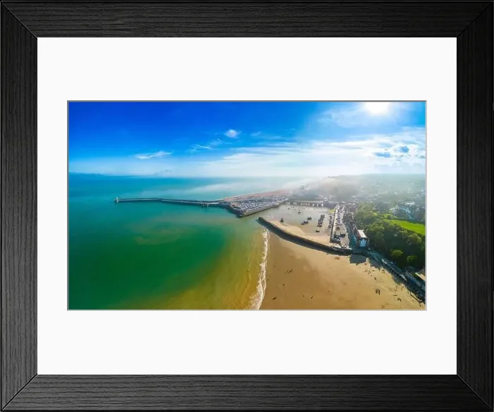 Framed Print : Aerial drone view of the english coast in Folkestone, Kent Framed Print : Aerial drone view of the english coast in Folkestone, Kent