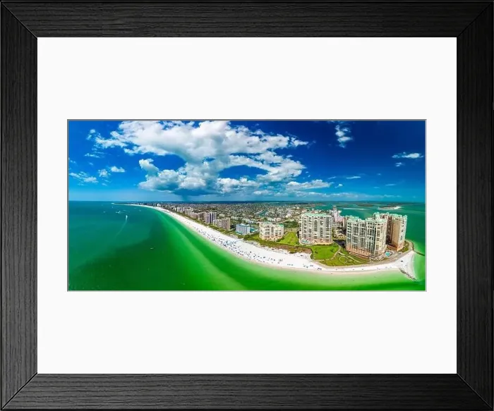 Framed Print : Aerial View of Marco Island, a popular tourist beach town in Florida