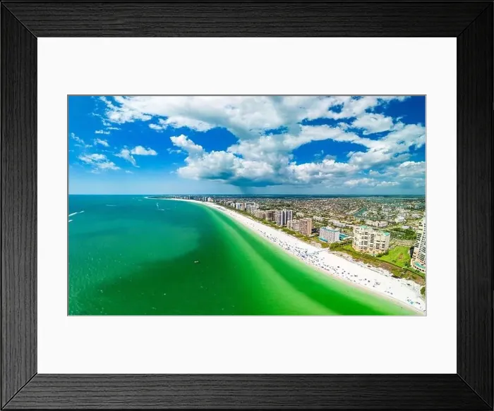 Framed Print : Aerial View of Marco Island, a popular tourist beach town in Florida