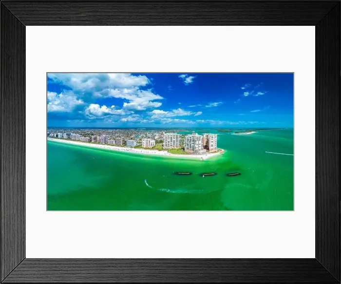 Framed Print : Aerial View of Marco Island, a popular tourist beach town in Florida Framed Print : Aerial View of Marco Island, a popular tourist beach town in Florida