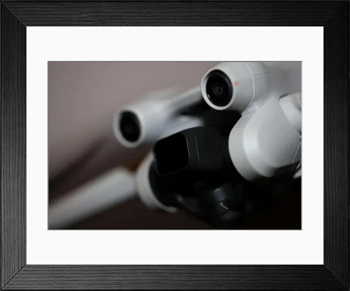 Framed Print : Close up Drone sensor and drone propeller Framed Print : Close up Drone sensor and drone propeller