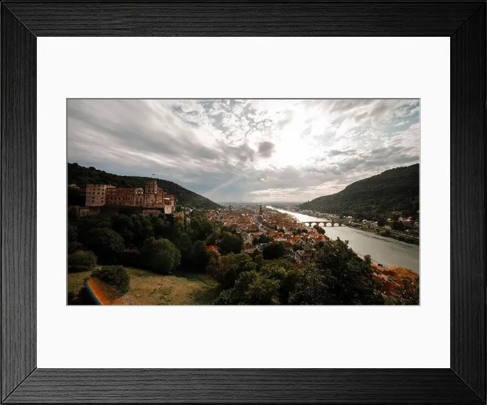 Framed Print : Aerial drone view over famous city of Heidelberg Germany with bridge on river Neckar Framed Print : Aerial drone view over famous city of Heidelberg Germany with bridge on river Neckar