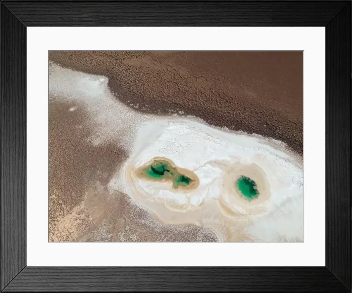 Framed Print : Aerial view of the famous tourist attraction Ojos del Mar near Tolar Grande in the Argentinian highlands called Puna in