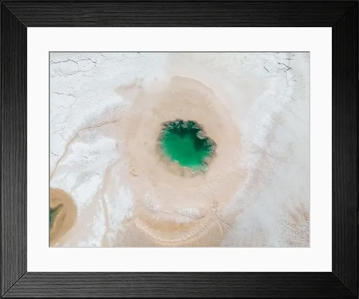 Framed Print : Aerial view of the famous tourist attraction Ojos del Mar near Tolar Grande in the Argentinian highlands called Puna in Framed Print : Aerial view of the famous tourist attraction Ojos del Mar near Tolar Grande in the Argentinian highlands called Puna in